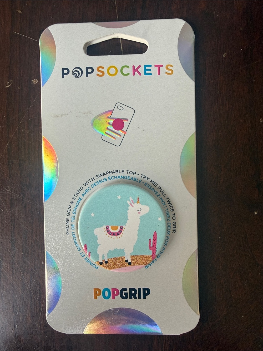 PopSocket PopGrip Phone Grip - Aqua and White Llama Accent